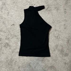 NA-KD black high neck cut out tank top
